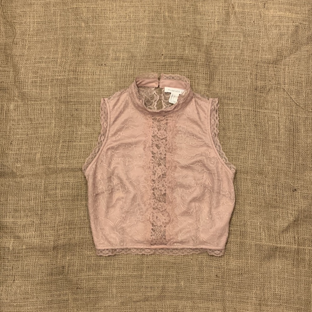 FOREVER 21 Dusty Rose Pink Lace Top, size S - Picture 5 of 6
